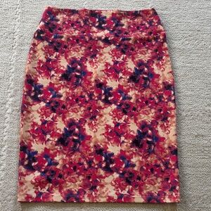 Floral Print Pencil Skirt - pink & Navy